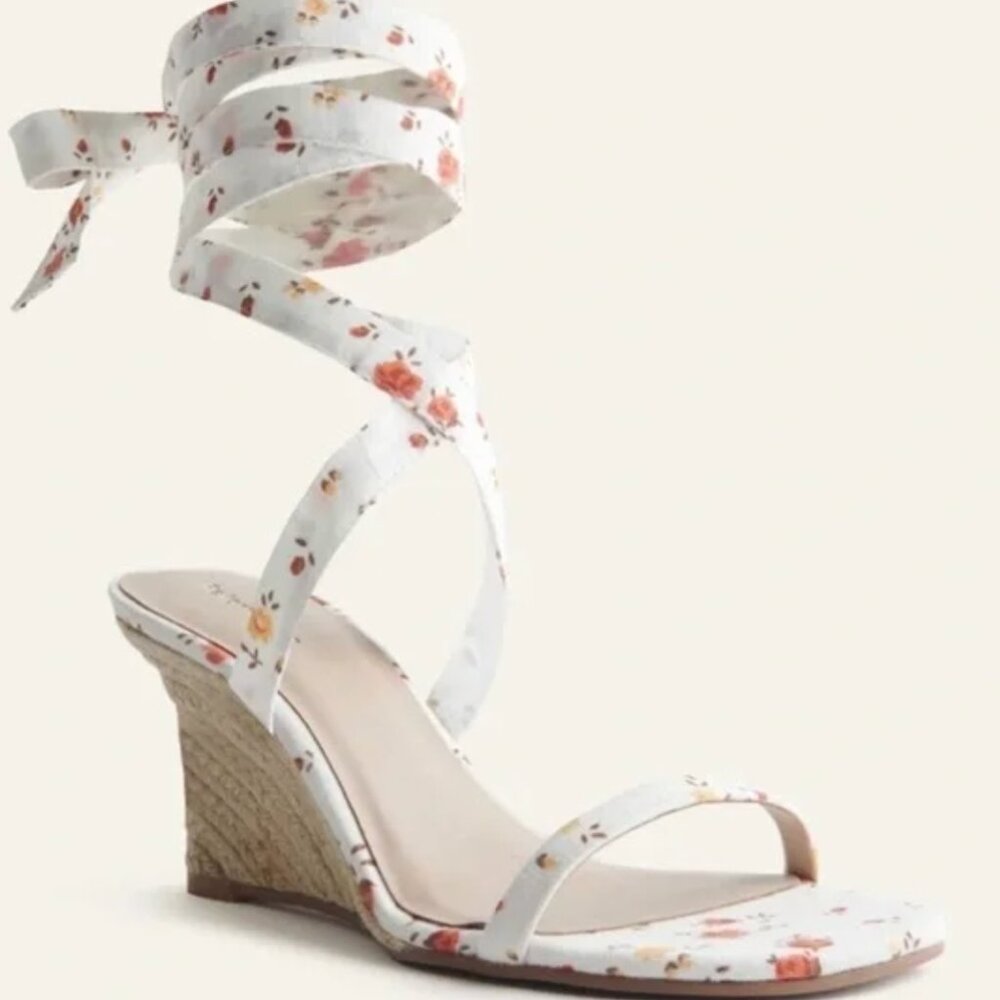 Reformation Alessa Lace-Up Wedge Espadrille Heels. Size 10. Like New.